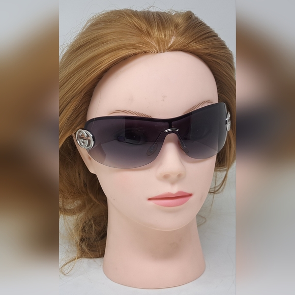 Gucci Women's Sunglasses Vintage Y2K Shield Silver Purple Gradient GG2773/S - Picture 9 of 16